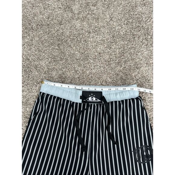 Controlled Insanity Oreo Pinstripe Pants Pull on Drawstring Black Gym Lifting S - Picture 8 of 15